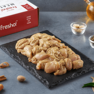 Fresho Creamy Afghani Chicken Tikka – Fresh & Juicy, Marinated, Ready To Cook, 1 kg (40-48 pcs 15-20 g each)
