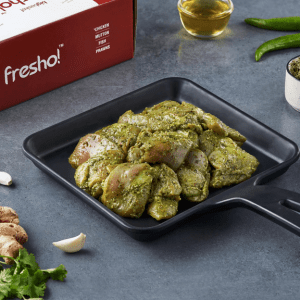 Fresho Lush Hariyali Chicken Tikka – Fresh & Juicy, Marinated, Ready To Cook, 500 g (22-28 pcs 15-20 g)